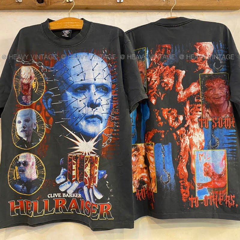 HELLRAISER Bio Washed สกรีนใหญ่ tag Bootleg แท้ เสื้อทัวร์ เสื้อวินเทจ การ์ตูน heavy vintage shirt