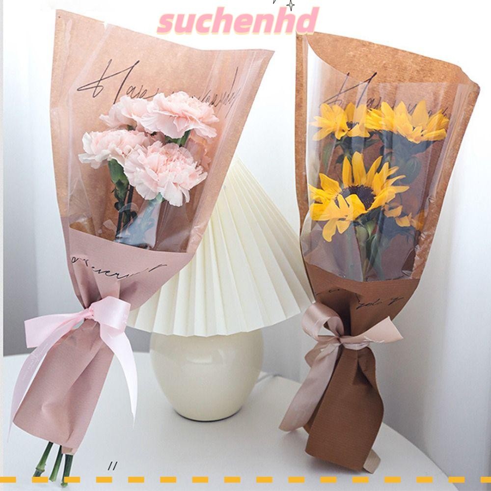 SUCHENHD 20/30 ชิ้นถุงบรรจุช่อดอกไม้,ปลอกห่อพลาสติกกุหลาบถุงบรรจุ,ถุงบรรจุดอกไม้โปร่งใสกุหลาบเดี่ยวค