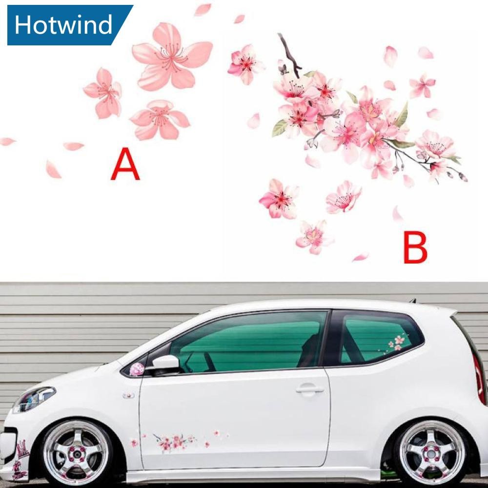 HW สติกเกอร์รถ Auto ไวนิล Decal Cherry Pink Blossom ดอกไม้กันชนหน้าต่างอุปกรณ์จัดแต่งทรงผม B9I7