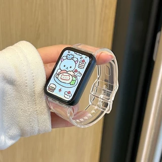 【สาย+เคส】TPU Watchband สําหรับ Redmi Watch 4 / 5 สาย Xiaomi Band 9 Pro / 8 Pro โปร่งใสเปลี่ยนสีสร้อยข้อมือข้อมือสําหรับ