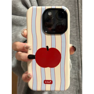 แนวตั้งสีแดงApple 2-in-1 สําหรับApple 17/16 เคสโทรศัพท์iPhone 15 Pro Maxฟิล์มใหม่ 14/13 Creative 12/11 Pro Max 7/8 Plusสองชั้นGlossyเคสโทรศัพท์