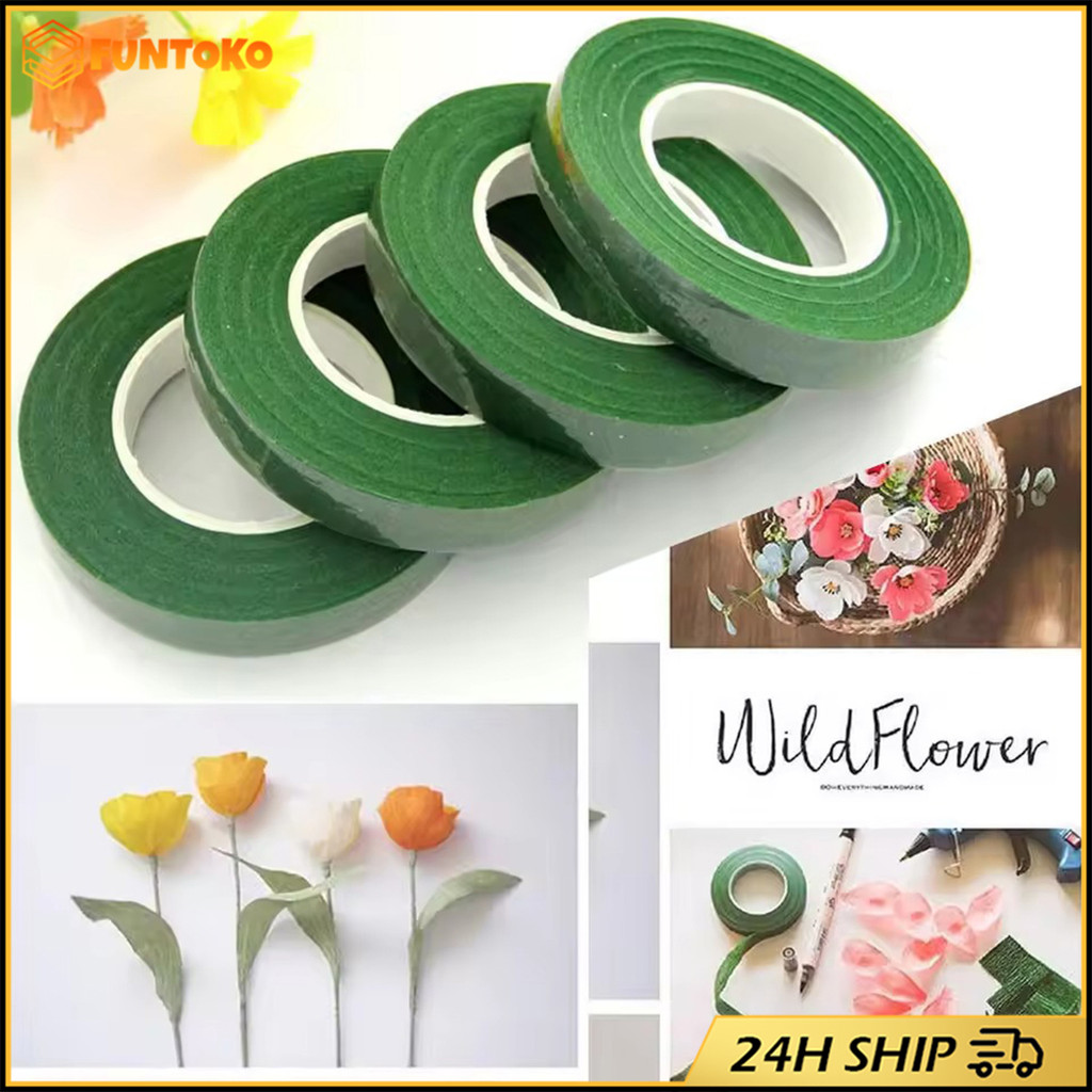 สินค้ามีคุณภาพ 5ชิ้น เทปกาวช่อดอกไม้กว้าง1.2CM ยาว18M เทปพันก้านดอกไม้ กิ่งไม้ DIYแฮนด์เมด ห่อดอกไม้