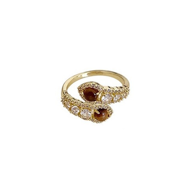 แฟชั่น Retro Tiger Eye Zirconia แหวนสําหรับผู้หญิง รูปที่ 5