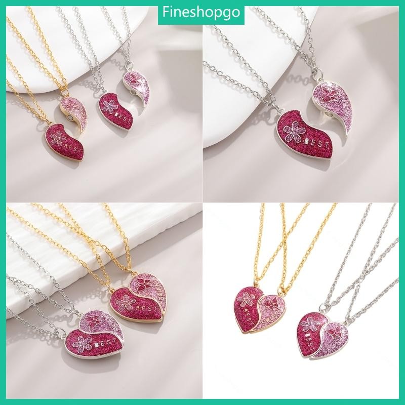 Fine Stylish Women s Clavicle Chain with Magnetic Heart Pendants Heart Best Friend Necklace with Butterfly Flower Charm