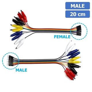 สายแพ-ปากคีบ ตัวผู้/ตัวเมีย ความยาว 20cm/30cm 10Pin Alligator Clip to Dupont Line Male สายจั๊มเปอร์ Jumper สายจัมเปอร...