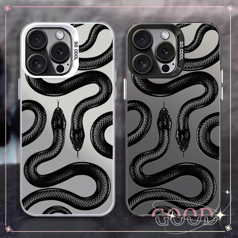Good ส่งจากไทย เคสโทรศัพท์มือถือนิ่ม เคสไอโฟน กันกระแทก สําหรับ16 11 12 13 14 15PRO MAX 7Plus XS/R XSMax ดัด งูดำ