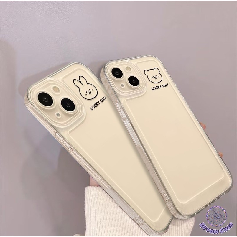 โปร่งใสเรียบง่ายน่ารักคู่รักกระต่ายนุ่ม เคส Samsung A14 A05 A32 A15 A05s A06 A54 A50 A34 A13 A55 A03 A25 A02s A52 A24