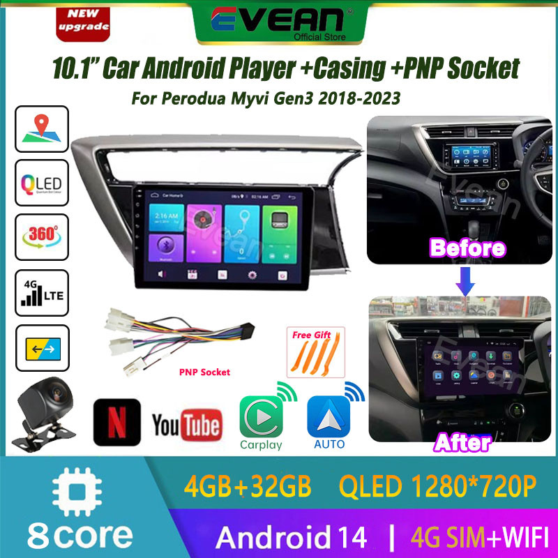[8+128GB] Evean Octa Core 2.6Ghz Car Android Player 10.1 "สําหรับPerodua Myvi New Gen3 High Spec 201