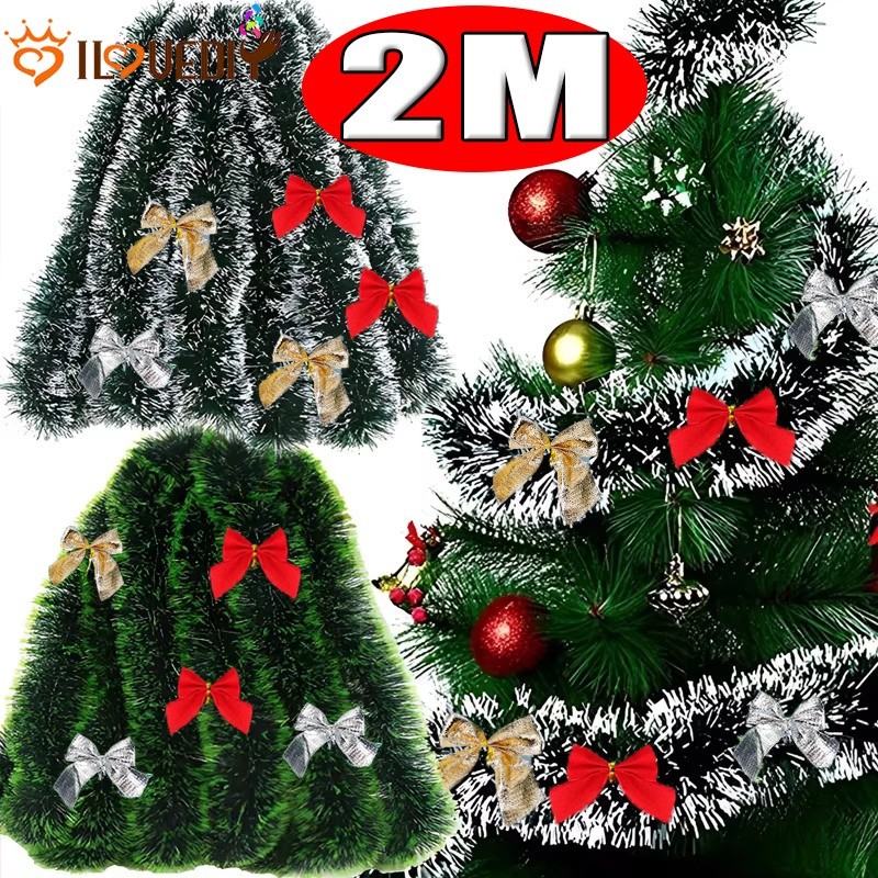 [3-5 วันมาถึง] [ แนะนํา] ริบบิ้น Tisel คริสต์มาส 2M – ตกแต่งเพดานหน้าต่างงานแต่งงาน – ริบบิ้นดอกไม้ดึงอ้อยสีเขียว – เครื่องประดับพวงมาลัยคริสต์มาส DIY – ตกแต่งต้นคริสต์มาสแขวน