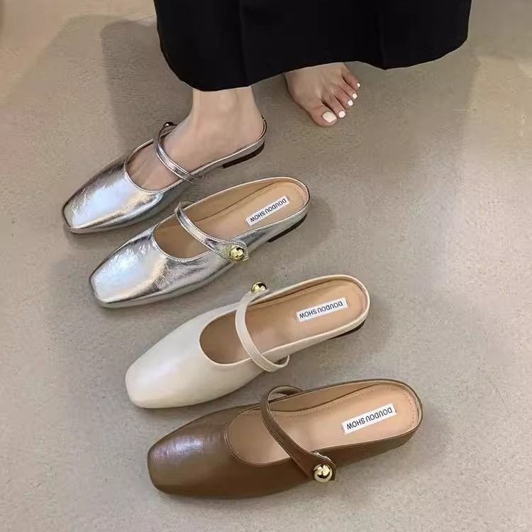 รองเท้าแมรี่เจนรองเท้าแบนสวมใส่ด้านนอกเวอร์ชั่นเกาหลีเป่าโถวฤดูร้อน