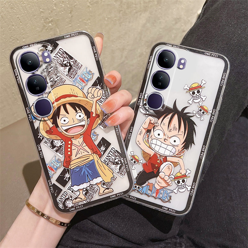 เคสโทรศัพท์สําหรับ VIVO Y200 5G VIVOY200 น่ารักน่ารักสมาร์ทโฟนปลอก TPU Softcase การ์ตูนหมวกฟาง Run Boy Loves คู่