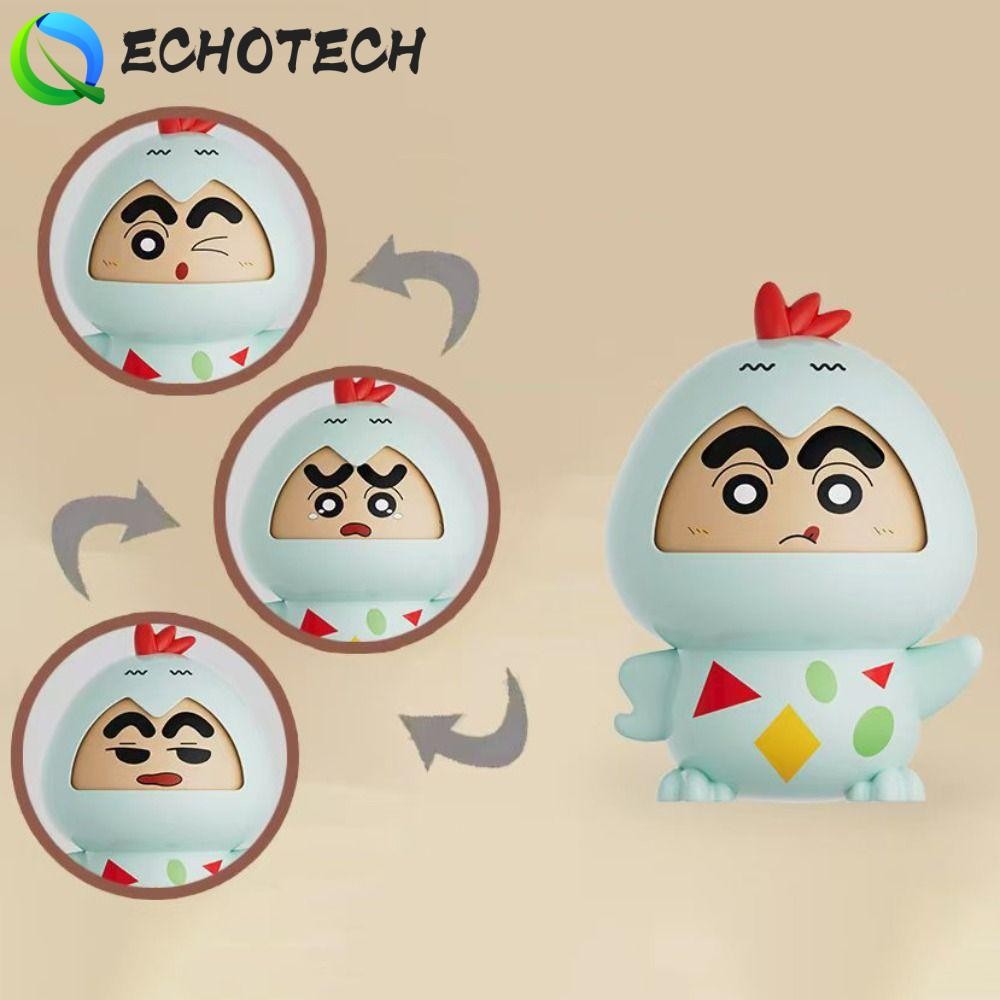 Echotech Shin-chan Face แต่งหน้าของเล่น,พวงกุญแจสไตล์จีน Crayon Shin-chan Face เปลี่ยนตุ๊กตา, DIY หัตถกรรมพลาสติก 4 ใบหน้าเปลี่ยนของเล่นเด็กเด็กผู้หญิง Boy