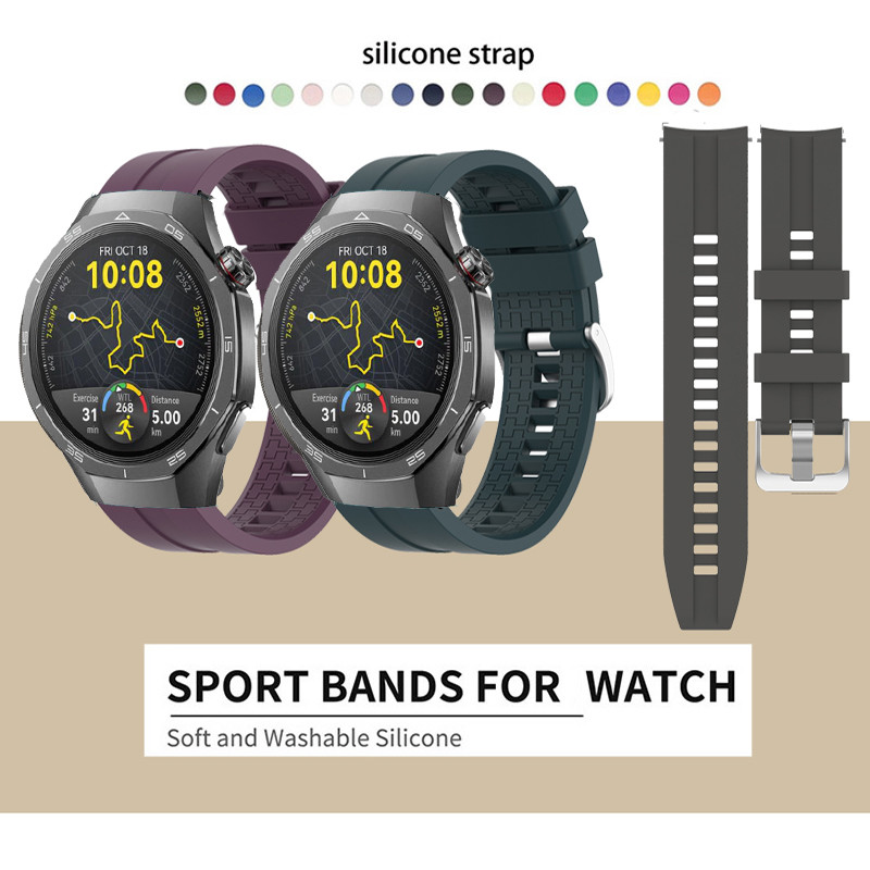 22mm Band Sport สายซิลิโคนสําหรับนาฬิกา Huawei GT 5 GT5 Pro 46 มม./GT4 46 มม./GT3 SE / GT2-2e-Pro-46 มม.