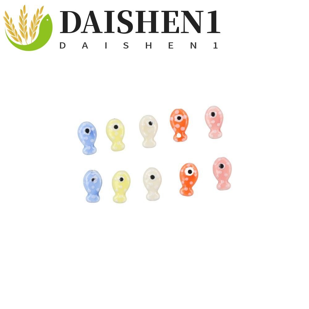 Daishen1 ลูกปัดปลาขนาดเล็ก,Handmade Craft เซรามิคเซรามิค Spacer ลูกปัดหลวม,น่ารักการ์ตูนออกแบบแฟชั่น 3D เครื่องประดับทําวัสดุสําหรับ 10 ชิ้นผู้หญิง