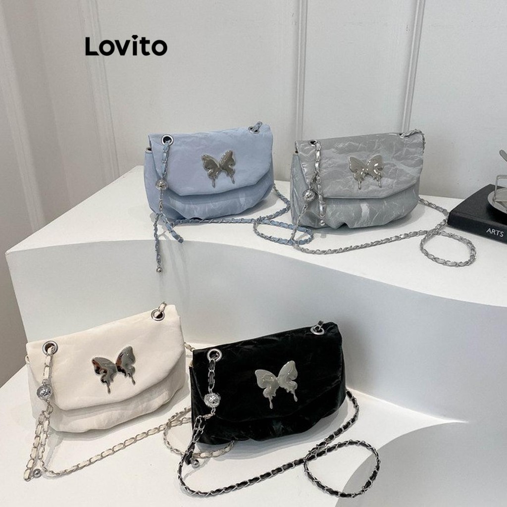 Lovito กระเป๋าสะพายใบเล็กผีเสื้อแบบสบาย ๆ สำหรับผู้หญิง LFA43215