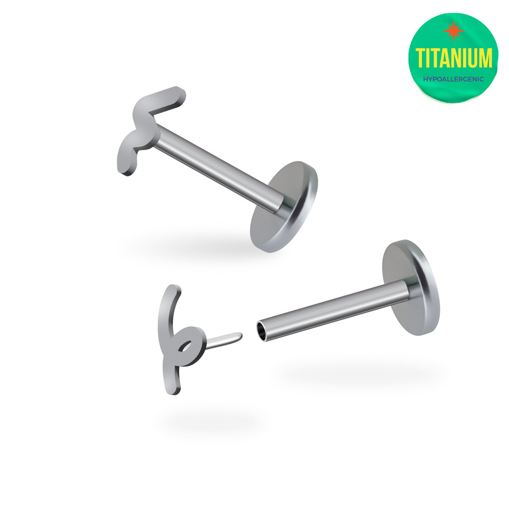 Doodle Line Titanium Flatback Earring (1ชิ้น)