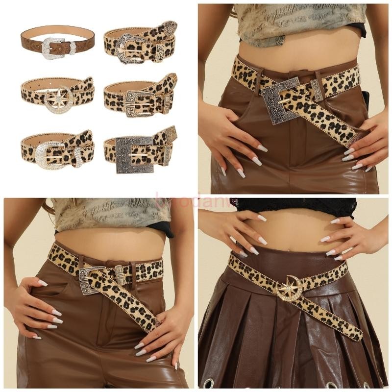 Bdw Punk เข็มขัดเอวสําหรับ Jean Heavy Duty Hip Hop เข็มขัดเข็มขัด Glinting หัวเข็มขัดพร้อม Rhinestones Encrusted