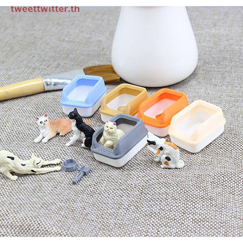Tweet 3 ชิ้น/เซ็ตตกแต่งบ้าน Props 1:12 Dollhouse Miniature Cat Litter กล่อง Mini Shovel อุปกรณ์สําหรับสัตว์เลี้ยงสําหรับตุ๊กตา DIY อุปกรณ์เสริมของเล่น TH