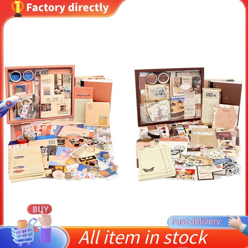 ในสต็อก-ชุดสมุดภาพประดิษฐ์,Junk Journal Kit พร้อม Journaling/เศษสมุดอุปกรณ์,สําหรับสาววัยรุ่นเด็ก