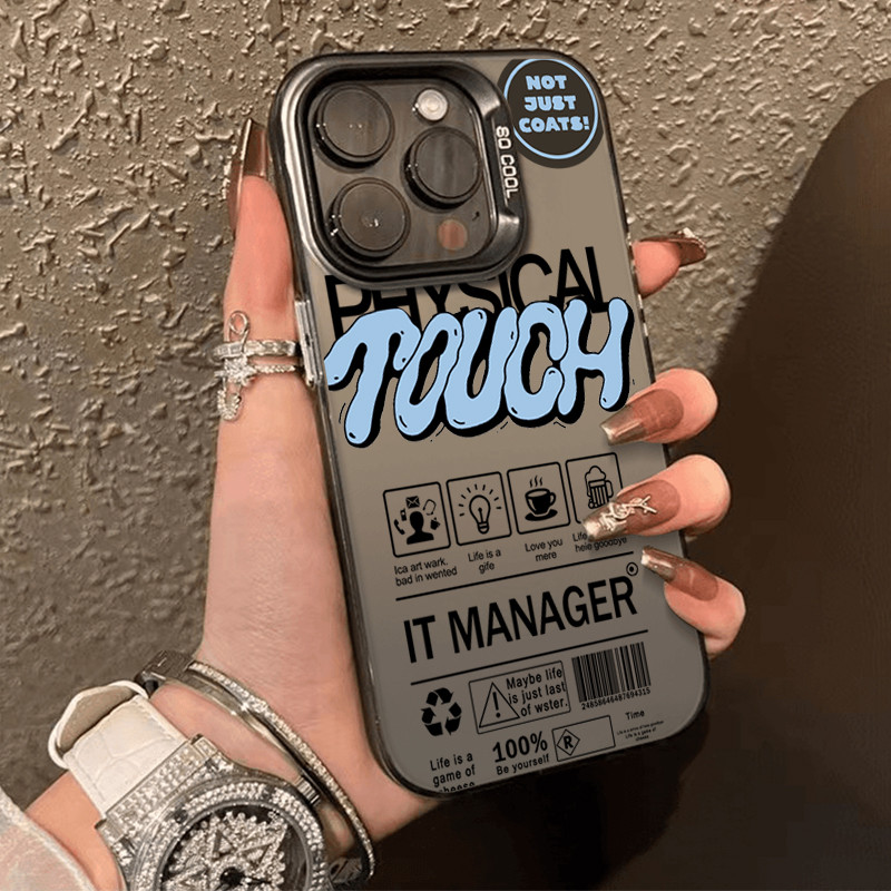 โลหะชุบโลหะด้วยไฟฟ้า ไอโฟนหมีสีชมพูfor 11 iPhone 12 13 14 15Pro MAX X XS XR 7 8Plusกราฟฟิตีภาษาอังกฤษ