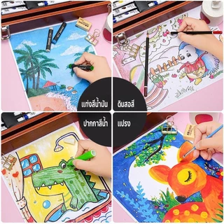 ชุดระบายสี 145 ชิ้น กล่องอลูมิเนียม 2 ชั้น ชุดวาดภาพ อุปกรณ์ศิลปะเด็ก DIY Art Set เสริมพัฒนาการ เหมาะเป็นของขวัญเด็ก