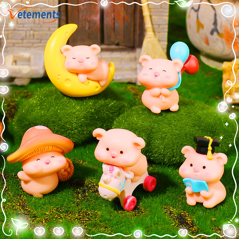 หลายสไตล์การ์ตูนมินิหมูสีชมพูรูปปั้นไมโครภูมิทัศน์ตกแต่ง-ทําเอง บ้านสก์ท็อปตกแต่งลูกหมูตุ๊กตาของเล่นเครื่องประดับ
