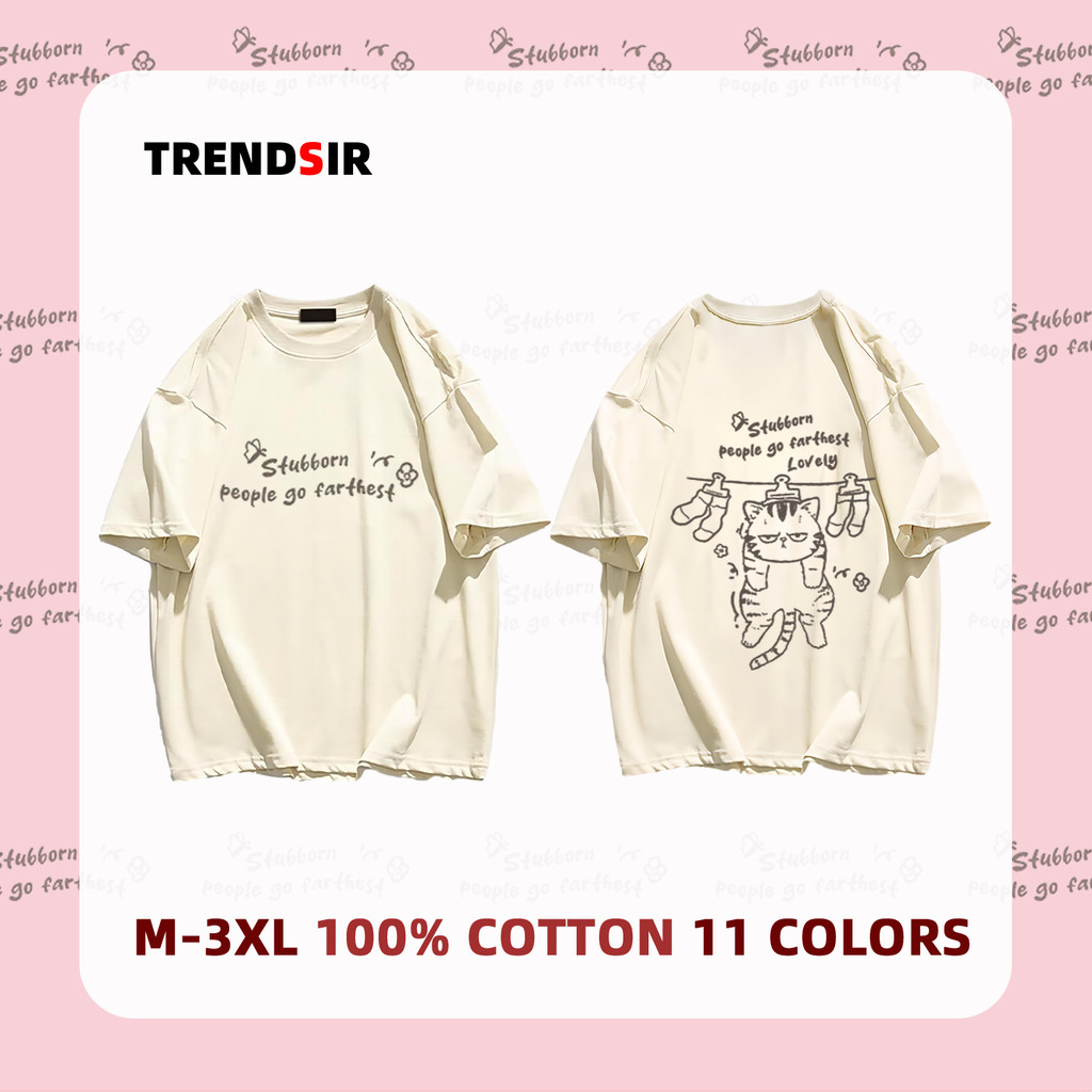 TrendSir พร้อมส่ง เสื้อยืด t shirt เสื้อยืดโอเวอร์ไซส์ สไตล์ญี่ปุ่นเรียบง่าย 100%cotton 11สี M-3XL