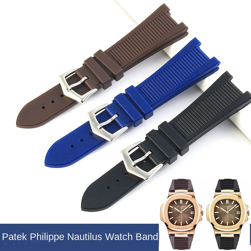25 มม.คุณภาพสูงนาฬิกายางสร้อยข้อมือสายยางสําหรับ Patek Philippe Nautilus สายนาฬิกาซิลิโคน 5711 5712 5726 เฉพาะ Notch สายนาฬิกาผู้ชายสายกันน้ํา