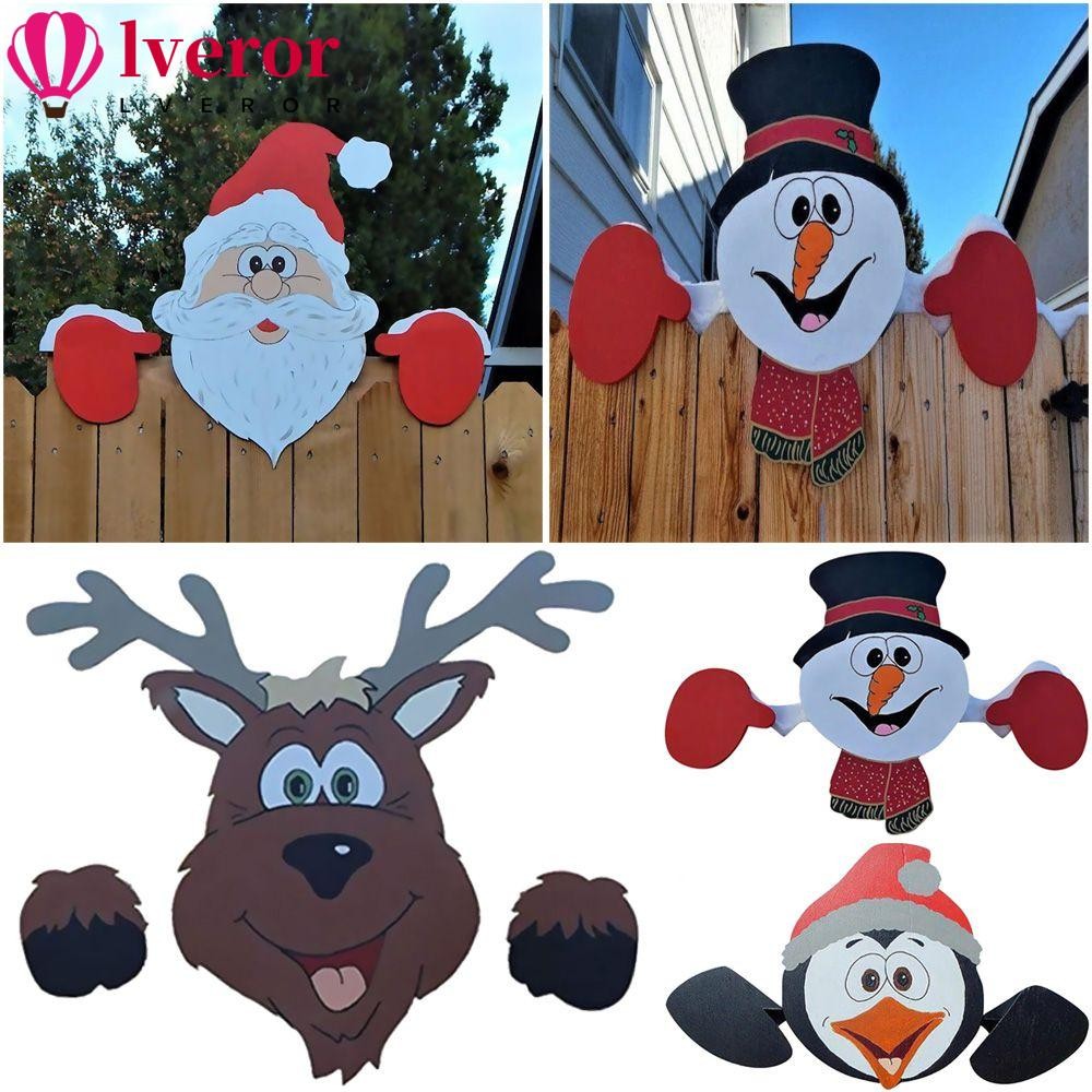 Lveror รั้วคริสต์มาสตกแต่งอุปกรณ์ปาร์ตี้ในร่มกลางแจ้ง DIY Santa Clause Snowman