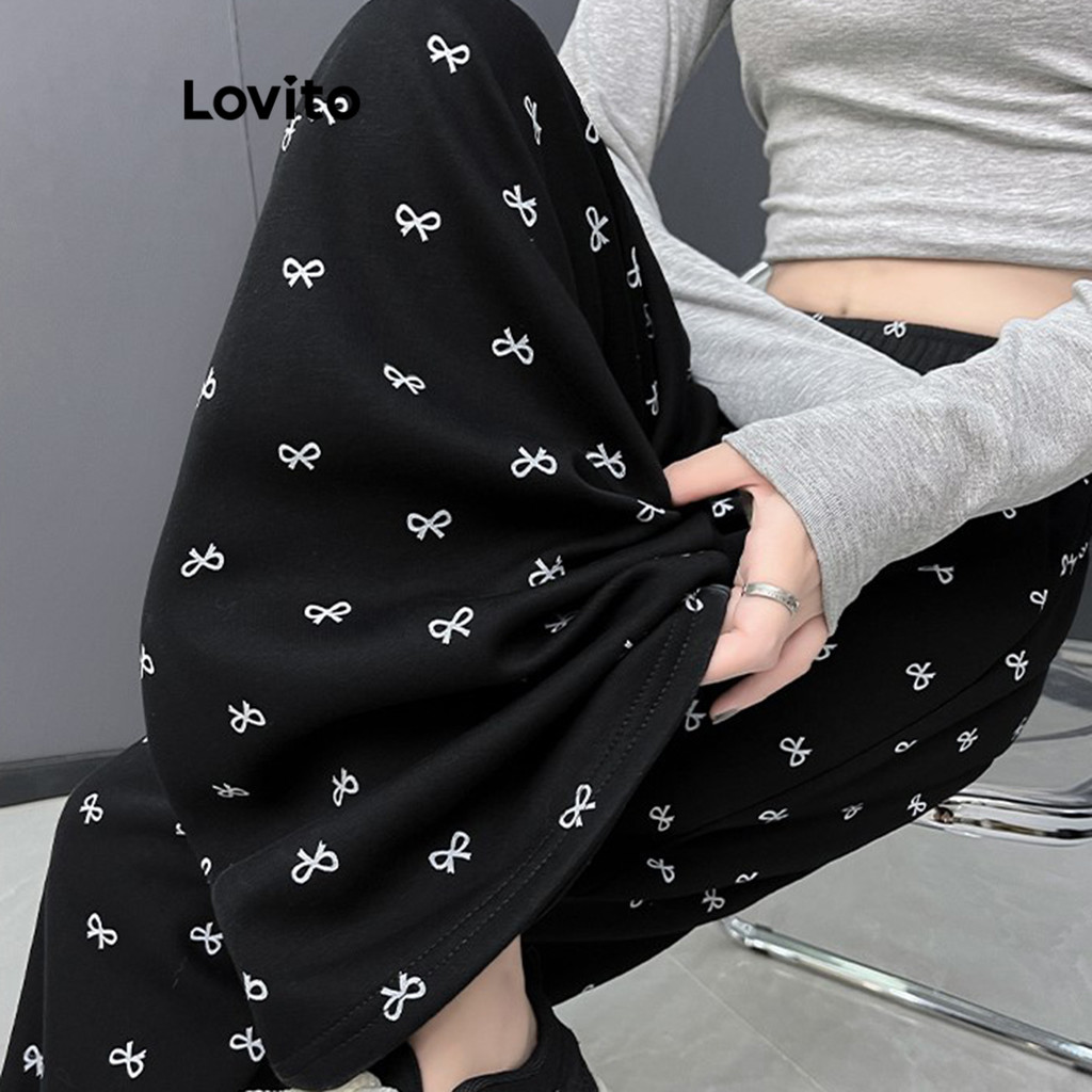 Lovito กางเกงลายธรรมดาสบาย ๆ สำหรับผู้หญิง LNA79171