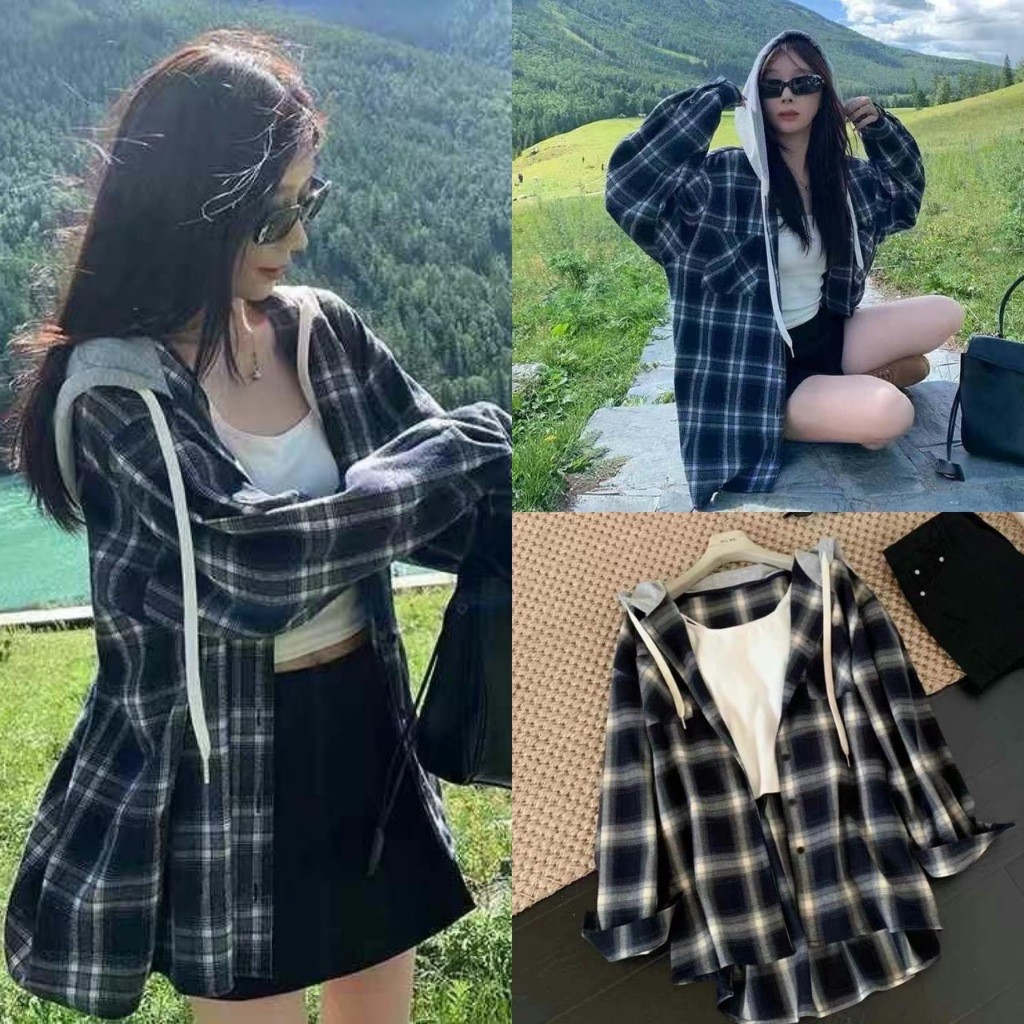 เสื้อแจ๊คเกต ลายสก็อต มีฮู้ดผ้าดีมาก ทรงเกาหลี ทรงน่ารัก แฟชั่นเกาหลี TAG WG.WE