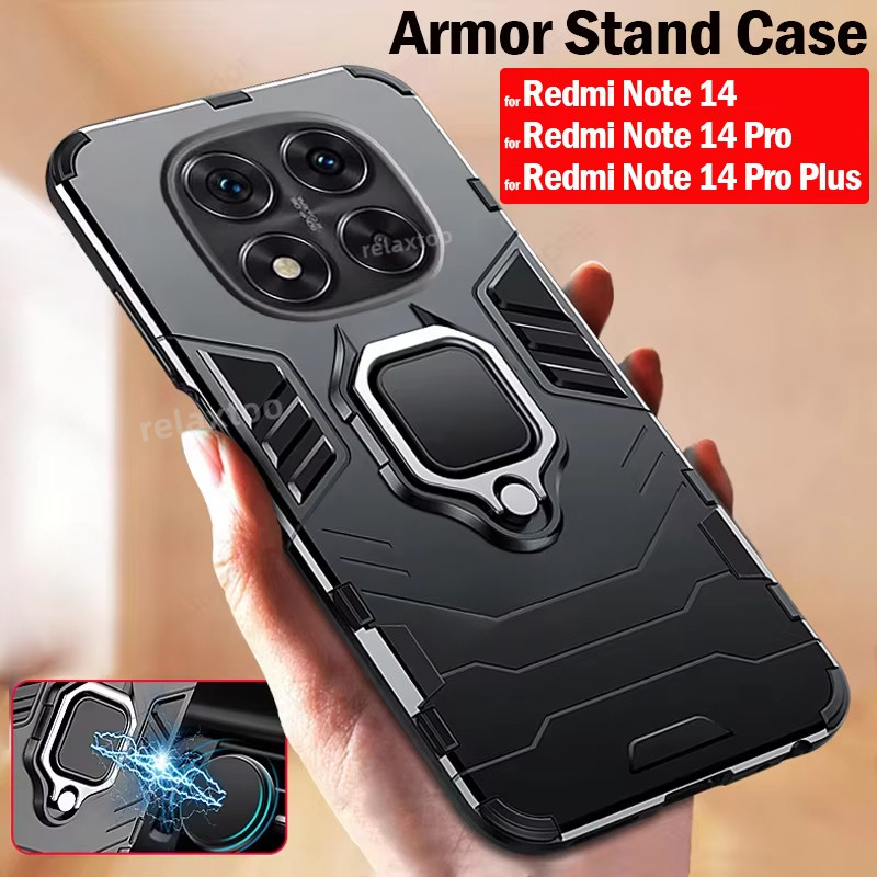 Casing For Xiaomi Redmi Note14 Note 14 Pro Plus Pro+ 14Pro+ Note14Pro+ 4G 5G Shockproof Armor Metal Magnet Ring Bracket Hard Phone Case Camera Lens Protect Back Casing Cover