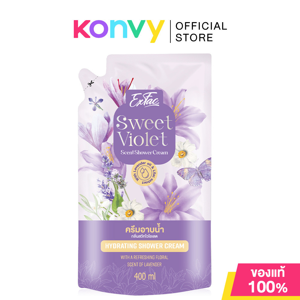 EXFAC Rose Pink Scent Shower Cream Refill 400ml เอ็กซ์แฟค ผลิตภัณฑ์ครีมอาบน้ำทำความสะอาดผิวกาย. - ภาพย่อย 2