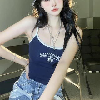 #229 เสื้อสายเดี่ยว เสื้อครอป สายฝอ สาวอวบใส่ได้ เนื้อผ้าฝ้ายพิมพ์ลาย ผ้านิ่ม ยืดได้เยอะ
