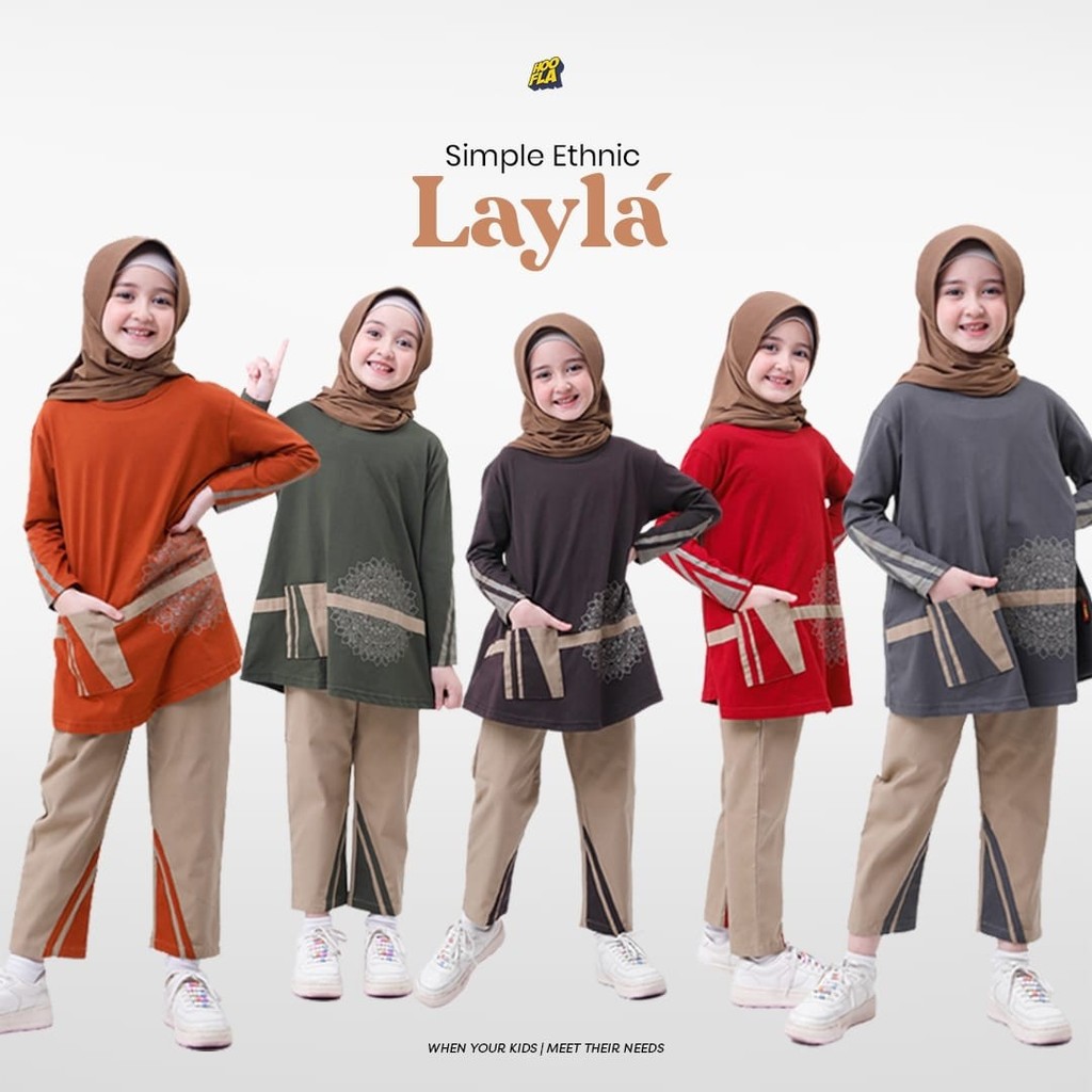 LOKAL Kayssyari - เสื้อผ้า Layla One Set สําหรับเด็กผู้หญิง โดย Hooflakids แบรนด์ท้องถิ่นระดับพรีเมี