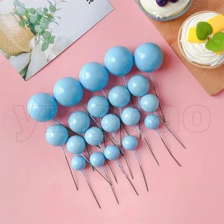 20 ชิ้น/เซ็ต Ball เค้ก Toppers สีชมพูสีขาว Pearl Balls Cupcake Topper ธงคริสต์มาส Gold Silvers ลูกเด็กวันเกิดงานแต่งงานวันวาเลนไทน์ตกแต่ง Baby Shower