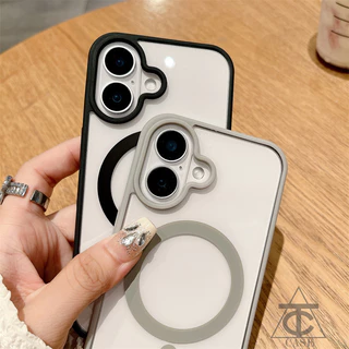 ส่งจากไทย เคส For iPhone 17 16 Pro Max 17e อะคริลิคชาร์จได้ ขอบสี สำหรับ ไอโฟน iPhone X Xr Max 16e /15/14/13/12/11 045