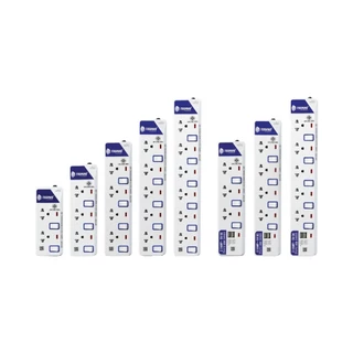 TOSHINO ET SERIES รางปลั๊กไฟ หลายตัวเลือก 3-6 ช่อง 2 USB สายยาว 3-5 เมตร มีการรับประกัน
