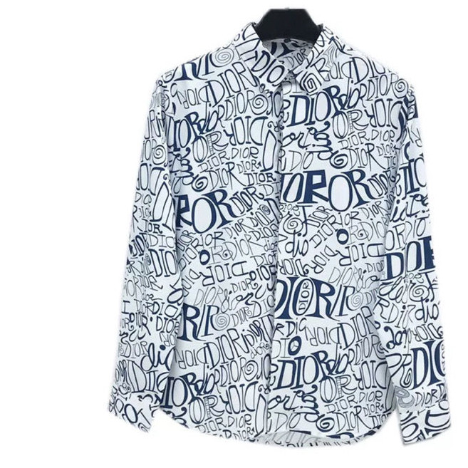 เสื้อเชิ้ตพิมพ์ลายตัวอักษรผู้ชายสไตล์เกาหลีสลิมฟิตเสื้อเชิ้ตแขนยาวบาง
