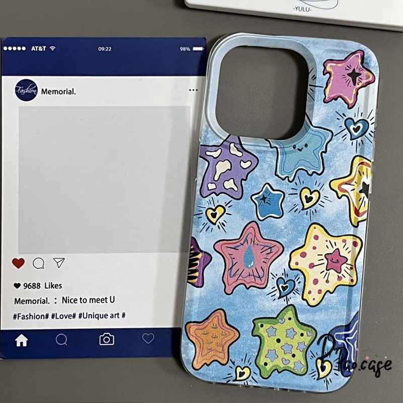 ดาวการ์ตูนน่ารักรักหัวใจเข้ากันได้เคสไอโฟน 11 13 12 15 14 Pro Max 11 12 13 Pro XR X XS Max 6 6s 7 8 Plus SE TPU อ่อนเคส