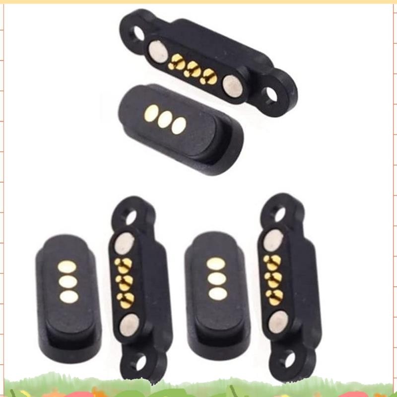 Super 3 คู่ฤดูใบไม้ผลิโหลดแม่เหล็ก Pogo Pin Connector 3 ตําแหน่งแม่เหล็ก Pitch 2.3MM 3P Through Hole ชายหญิง Probe