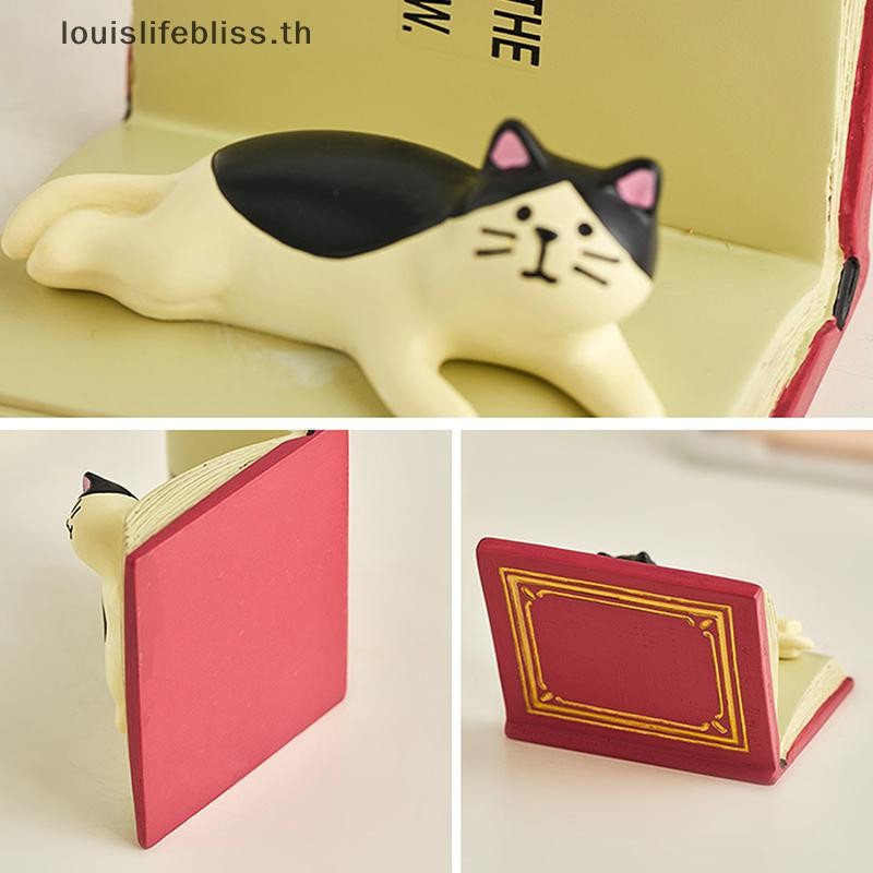 Louislifebliss ตลกการ์ตูนแมวที่วางโทรศัพท์ INS ตกแต่งเรซิ่นสมาร์ทโฟนหนังสือขาตั้ง Home Office Desktop แท็บเล็ตผู้ถือ Mini Figurines ใหม่
