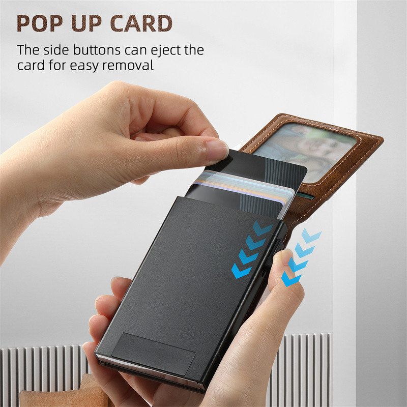 ใหม่น้ํามันขี้ผึ้งคาร์บอน Fibre Litchi หนังธุรกิจแพ็คสําหรับ IPhone Samsunf Google Strong กระเป๋าสตางค์แม่เหล็ก PU ใส่ฝาครอบการ์ด - รูปที่ 3