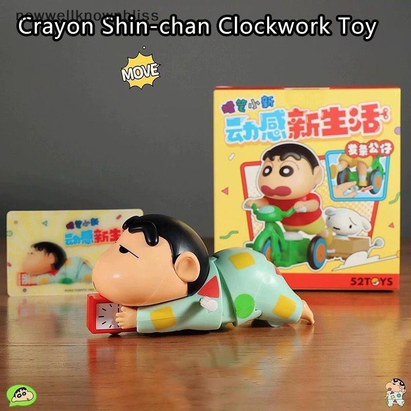 Newwellknownbliss Crayon Shin-chan Clockwork ของเล่นอะนิเมะความเครียดบรรเทาการ์ตูนน่ารัก PVC ตุ๊กตา Crawling ของเล่นตกแต่งบ้านสําหรับของขวัญเด็ก CCD