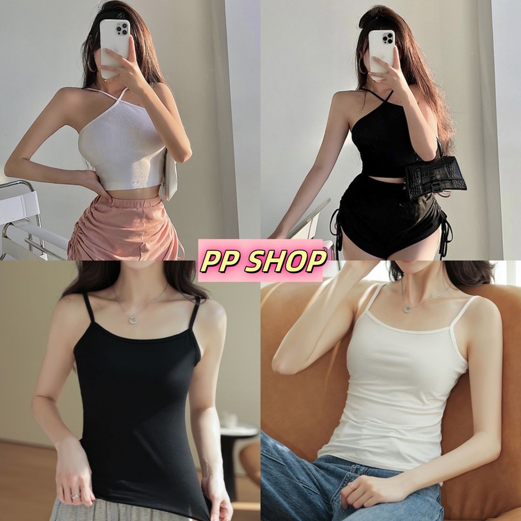 PP Shop​ ​พร้อมส่งเสื้อสายเดี่ยว สีพื้น เซ็กซี่ สไตล์ลำลอง เสื้อครอป แขนกุด ใส่สบาย เข้ารูป#CC-33/XO-03/ZM-3/DW-02/YP-2
