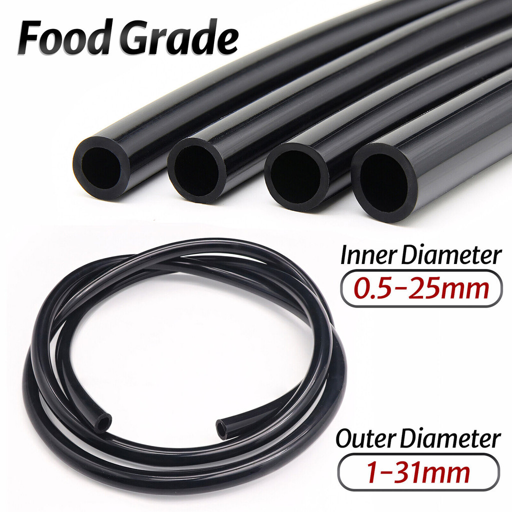 1m ท่อเกรดอาหารซิลิโคนสีดําท่อสูญญากาศเบียร์ท่อท่อยางนุ่ม ID 0.5mm-8mm