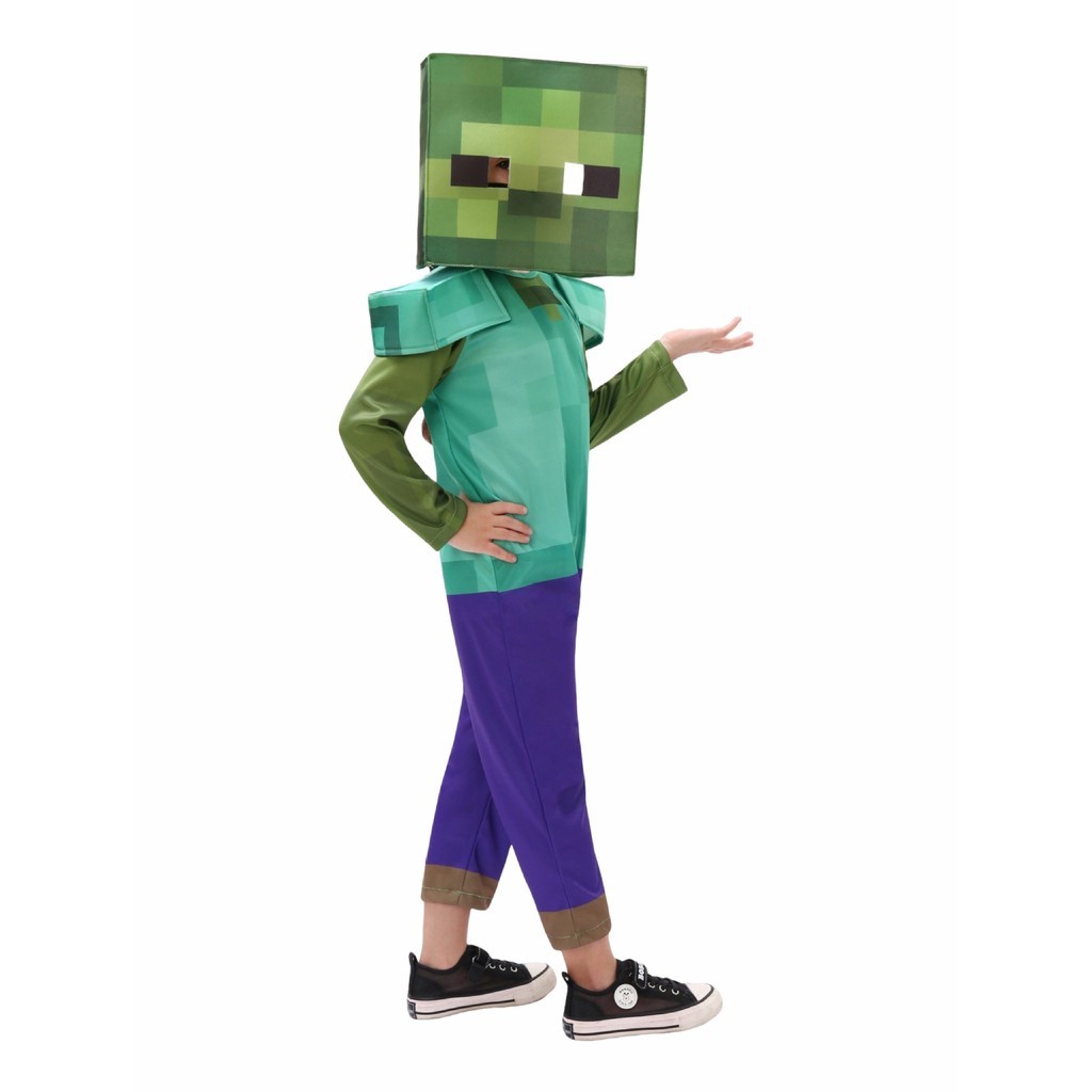 Zst Minecraft Steve เกราะเด็กเด็กคอสเพลย์เครื่องแต่งกายเด็กฮาโลวีนเกมตัวละครเครื่องแต่งกายประสิทธิภาพ