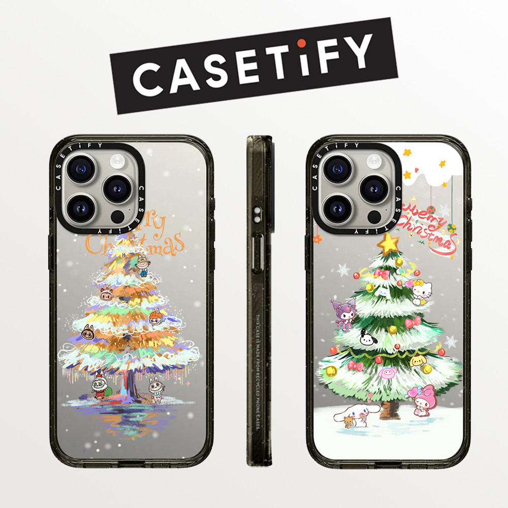 Drop proof glitter CASETIFY เคสโทรศัพท์โปร่งใสสําหรับ iPhone 16promax 16pro 16 15Pro 15promax 14promax 13promax ต้นคริสต์มาสเคสแข็งสําหรับ 12promax เคส iPhone คุณภาพสูง
