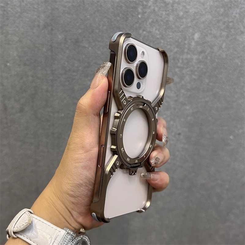 HOCE หรูหรา Cool โลหะอลูมิเนียมแม่เหล็กเคสโทรศัพท์สําหรับ iPhone 13 14 15 16 Plus 17 Pro Max 17 Air วงเล็บที่มองไม่เห็นไม่มีขอบกันกระแทก