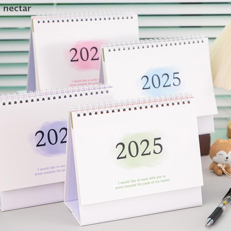 Tar อังกฤษ 2024-2025 ปฏิทินตั้งโต๊ะ Simple Mini Desktop Planner ปฏิทินยืนตกแต่งเครื่องประดับบ้านอุปกรณ์สํานักงานโรงเรียน N